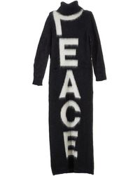 Moschino - Kleedjes ,Zwart ,Lange Gebreide Jurk Met Peace Intarsia - Lyst