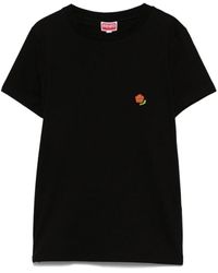 KENZO - Tops ,Zwart ,Katoen T-Shirt Met Korte Mouwen En Ronde Hals - Lyst