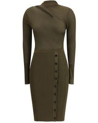Self-Portrait - Geripptes Midi-Kleid Mit Cut-Out-Detail - Lyst