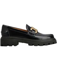 Tod's - Leather Loafers With-Tone Buckle - Lyst