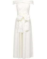 Weekend by Maxmara - Kleedjes ,Wit ,Katoen Witte Katoenen Midi Jurk Met Blote Schouders - Lyst