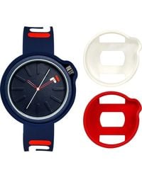 Fila - Accessoires ,Blauw Volwassen Horloge Style 44 Mm Wit & Rood Siliconen Hoes Siliconen Band 38-315 - Lyst
