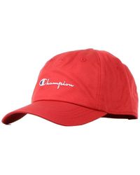 Champion - Rote baseballkappe mit gebogenem schirm - Lyst