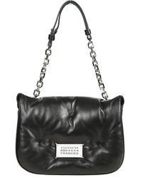 Maison Margiela - Gepolsterte Schwarze Schultertasche Mit Kettenriemen - Lyst