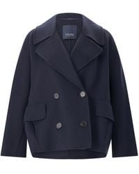 Max Mara - Jassen ,Blauw ,Wol Caban Jas - Lyst