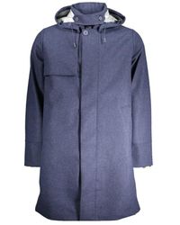 K-Way - Blaue wolljacke mit kapuze - Lyst