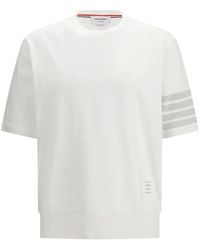 Thom Browne - Tops ,Wit ,Katoen Cotton Jersey 4-Bar Tee - Lyst