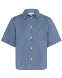 Part Two - Overhemden ,Blauw ,Denim Denim Blouse Met Korte Mouwen - Lyst