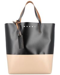 Marni - Tote tasche mit kontrast-logo - Lyst