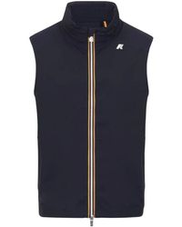 K-Way - Jassen ,Blauw ,Nylon Blauwe Stretch Nylon Jersey Gilet Jas - Lyst