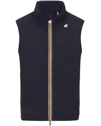 K-Way - Jassen ,Blauw ,Nylon Blauwe Stretch Nylon Jersey Gilet Jas - Lyst