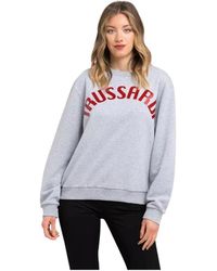 Trussardi - Hoodies & Sweatvesten ,Grijs ,Katoen Oversized Sweatshirt Met Ronde Hals - Lyst