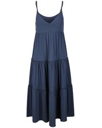 Max Mara - Kleedjes ,Blauw ,Jersey Lange Jurk Met Tuniek Sluiting - Lyst