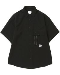 and wander - Overhemden ,Zwart ,Leer Short Sleeve Shirts - Lyst