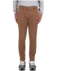 BRIGLIA - Broeken ,Bruin ,Bruine Slim Fit Broek Met Rits - Lyst