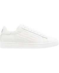EA7 - Schoenen ,Wit ,Leer Witte Sneakers Met Basic Logo - Lyst