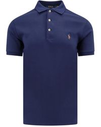 Ralph Lauren - T-shirt slim fit blu con ricamo logo - Lyst