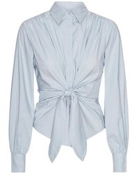 Karmamia - Overhemden ,Blauw ,Poederblauwe Vintage Stijl Jeans - Lyst