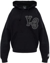 Y-3 - Hoodies & Sweatvesten ,Zwart ,Katoen Elite 5 Graphics Hoodie - Lyst
