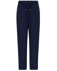 Herno - Broeken ,Blauw ,Nylon Nylon Broek Met Trekkoord En Elastische Tailleband - Lyst