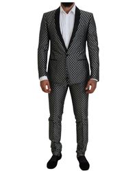 Dolce & Gabbana - Schwarz weiß seiden martini slim fit anzug - Lyst