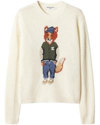 Maison Kitsuné - Dressed Fox Intarsia-Knit Sweater - Lyst