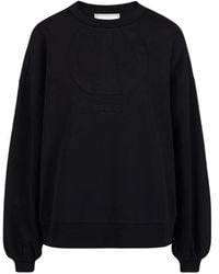 Iceberg - Hoodies & Sweatvesten ,Zwart ,Katoen Sweatshirt Met Ronde Hals - Lyst