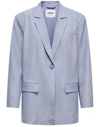 ONLY - Jassen ,Blauw ,Leer Onllinda Blazer - Lyst