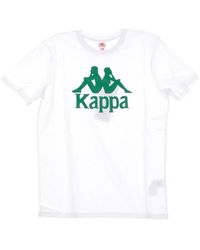 Kappa - Slim Wit/Groen T-Shirt - Lyst