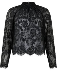 Self-Portrait - Overhemden ,Zwart ,Kant Blouse - Lyst