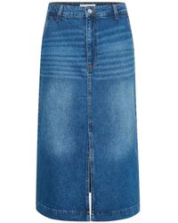 Part Two - Blaue Denim-Rock Mit Frontschlitz - Lyst