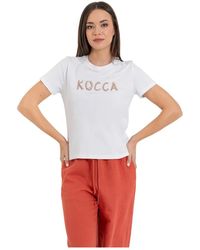 Kocca - Tops ,Wit ,Katoen Relaxed T-Shirt Met Ronde Hals - Lyst