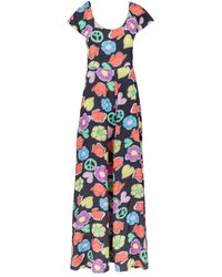 Moschino - Kleedjes ,Veelkleurig ,Gedrukte Maxi Jurk Met Ronde Hals - Lyst