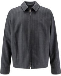 Burberry - Jassen ,Grijs ,Wol Pinstripe Zip Jacket - Lyst