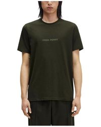 Fred Perry - Tops ,Groen ,Katoen Graphic T-Shirt Tribute Laurel Crown - Lyst