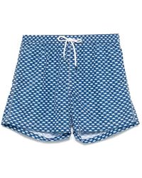 Fedeli - Marineblaue beachwear shorts mit kordelzug - Lyst