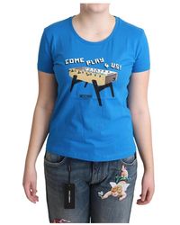 Moschino - Tops ,Blauw ,Katoen Blauw Katoen Kom Spelen 4 Ons Print T-Shirt - Lyst