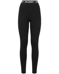 Philipp Plein - Broeken ,Zwart ,Katoen Quilted High-Waist Leggings - Lyst