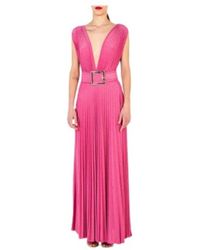 Elisabetta Franchi Lange Geplooide Lame Jurk Met - Roze