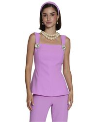 Moskada - Tops ,Paars ,Roze Crepe Top Met Juweel Details - Lyst