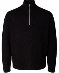 SELECTED - Teller Half Zip Polo - Lyst