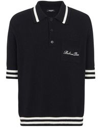 Balmain - Polo con logo a maglia e profilo a righe - Lyst