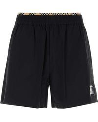 Burberry - Check Trim Stretch Nylon Shorts - Lyst