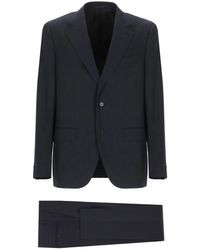 Caruso - Blauw Wollen Pak Jas Broek - Lyst