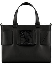 ARMANI EXCHANGE - Schwarze tote tasche mit logo-schnalle - Lyst