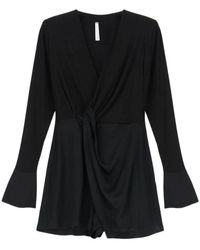 Imperial - Schwarzer Drapierter Hals Jumpsuit - Lyst