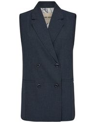 Mos Mosh - Jassen ,Blauw ,Polyester Elegante Vest Met Klassieke Kraag - Lyst