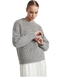 Peserico - Truien & Vesten ,Grijs ,Wol Alpaca En Merino Wol Mesh Trui - Lyst
