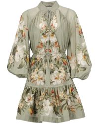 Zimmermann - Vestido verde de algodón con estampado floral - Lyst