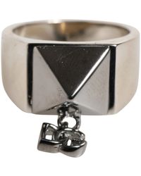 Dolce & Gabbana - Zilveren Toon Piramide Dg Logo Ring - Lyst